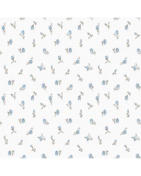 Papel pintado flores azul blanco 067gPIP