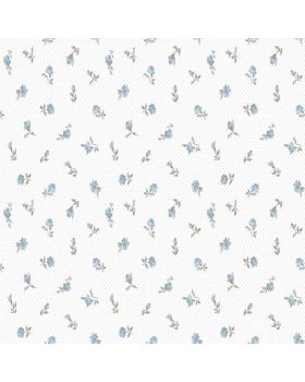 Papel pintado flores azul blanco 067gPIP