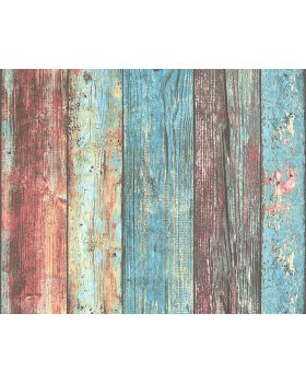 Papel pintado tablas madera azul rojo