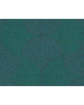 Papel pintado geométrico curvas verde azul 380271gCUB
