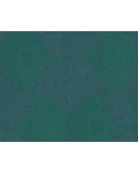 Papel pintado geométrico curvas verde azul 380271gCUB