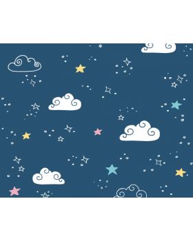 Papel pintado infantil nubes estrellas azul 38141g1gLL