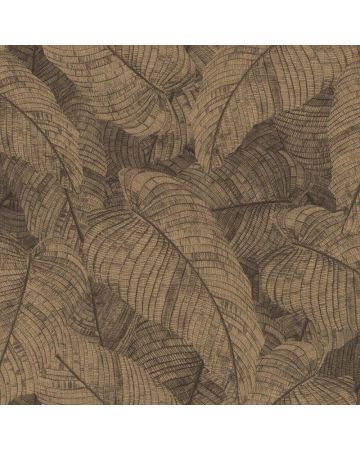 Papel pintado hojas grandes dorado gris 001gPAR