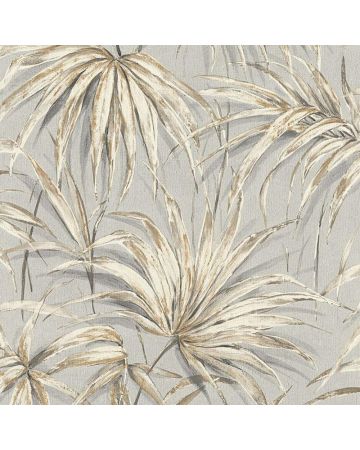 Papel pintado hojas beige gris 001gSAK