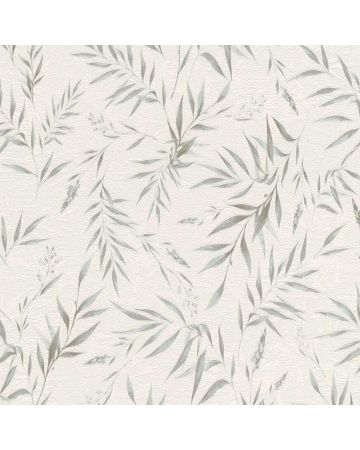 Papel pintado hojas verde blanco 001gSER