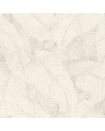 Papel pintado hojas grandes crudo gris 006gPAR