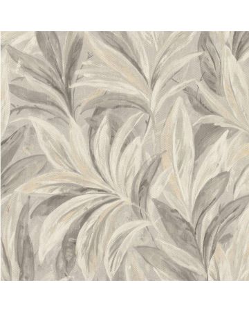 Papel pintado hojas gris beige blanco 007gBOT