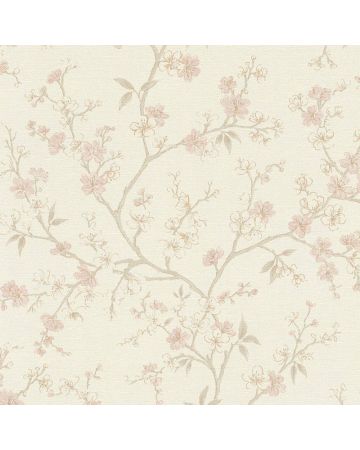 Papel pintado flores beige rosa 007gHAR