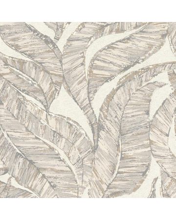 Papel pintado hojas gris 007gPRA