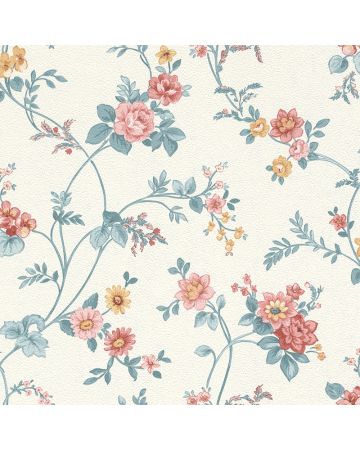 Papel pintado flores rosa azul 008gGAR