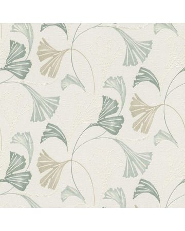 Papel pintado hojas verde blanco 008gSER