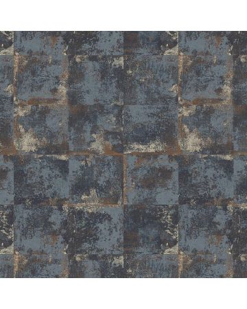 Papel pintado geométrico azul beige dorado 009gMAT