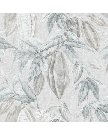 Papel pintado flores hojas verde gris 009gOGN