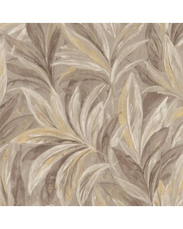 Papel pintado hojas beige marrón gris blanco 011gBOT
