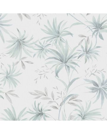 Papel pintado plantas verde gris blanco 011gOGN