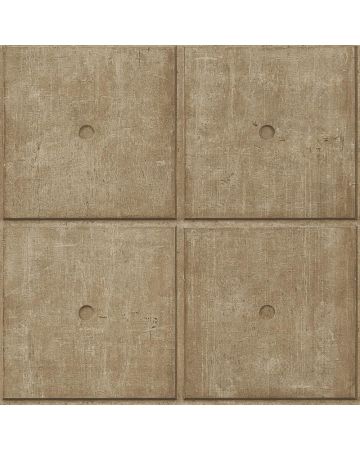 Papel pintado bloques cemento dorado 012gLOF3