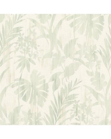 Papel pintado hojas verde blanco 013gLIS