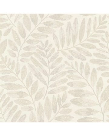 Papel pintado hojas gris blanco 017gEDE