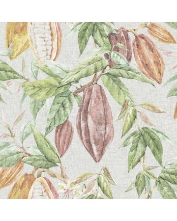 Papel pintado flores hojas verde marrón gris 017gOGN