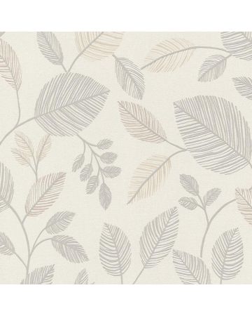Papel pintado hojas gris crudo 017gSER