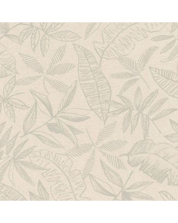 Papel pintado hojas verde beige 019gBOT