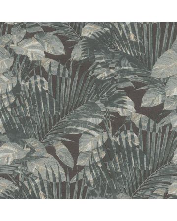 Papel pintado hojas verde negro 020gBOT