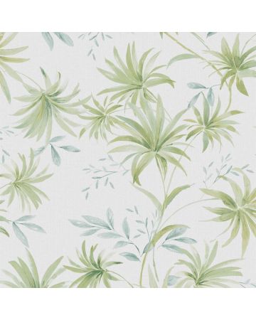 Papel pintado plantas verde azul blanco 021gOGN