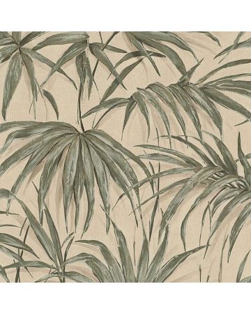 Papel pintado hojas verde beige 021gSAK