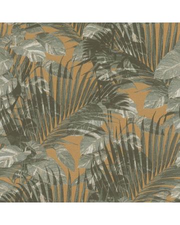 Papel pintado hojas verde marrón 023gBOT