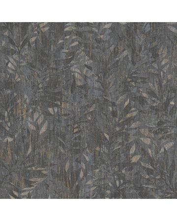 Papel pintado hojas gris dorado 023gMAN
