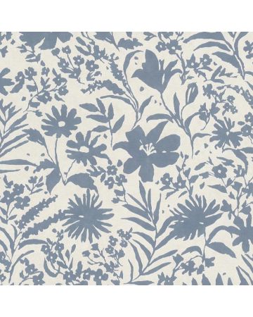 Papel pintado flores azul crudo 024gPAR