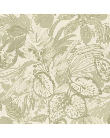 Papel pintado hojas verde blanco 025gEDE