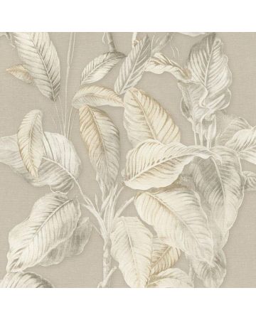 Papel pintado hojas gris beige 025gNAT