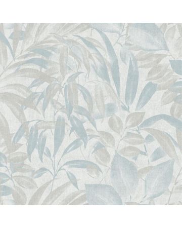 Papel pintado plantas azul verde gris blanco 026gOGN