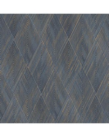 Papel pintado geométrico rombos azul dorado 029gCHI