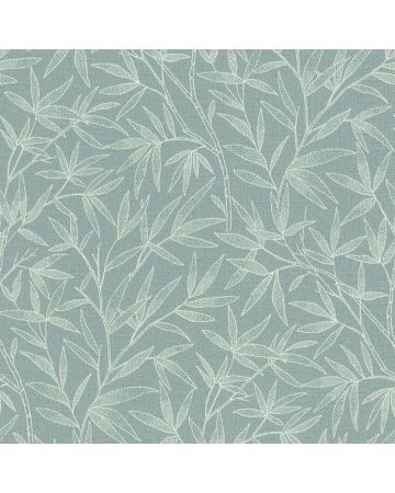 Papel pintado hojas blanco azul 029gEDE