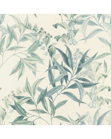 Papel pintado hojas verde azul blanco 031gEDE