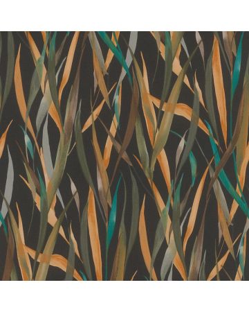 Papel pintado hojas marrón naranja verde negro 031gPAR