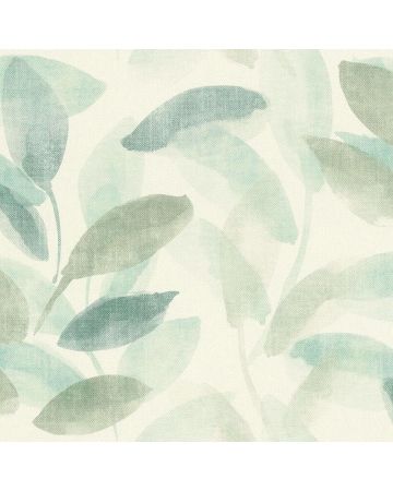 Papel pintado hojas verde azul blanco  033gEDE