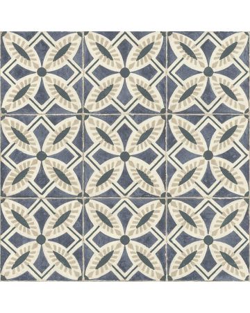 Papel pintado azulejo hidráulico azul beige 035gLIS