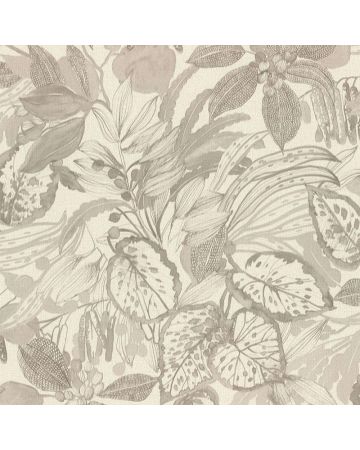 Papel pintado hojas gris blanco 036gEDE