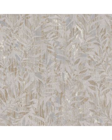 Papel pintado hojas gris dorado 038gMAN