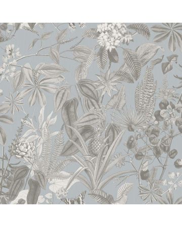 Papel pintado plantas gris azul 038gOGN