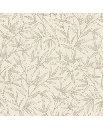 Papel pintado hojas marrón blanco 039gEDE