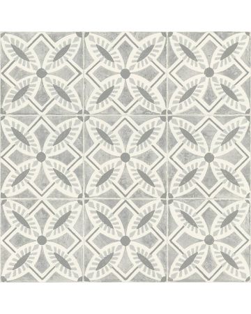 Papel pintado azulejo hidráulico gris blanco 039gLIS
