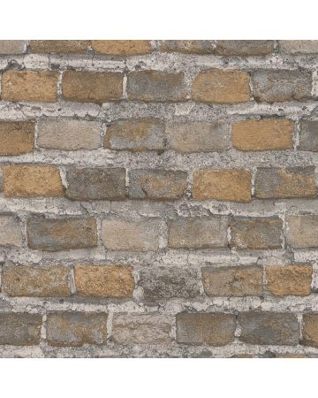 Papel pintado ladrillos marrón gris 039gLOF3
