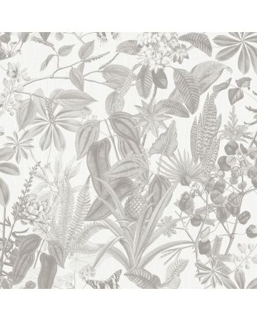 Papel pintado plantas gris blanco 040gOGN