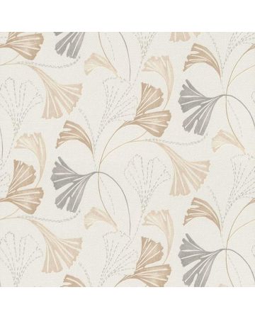 Papel pintado hojas gris beige blanco 040gSER