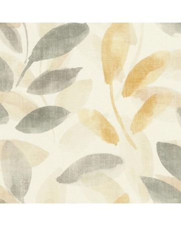 Papel pintado hojas gris beige naranja 043gEDE
