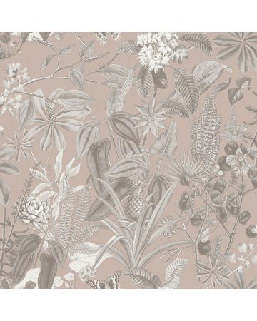 Papel pintado plantas gris marrón 043gOGN